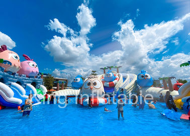 Outdoor Commercial Red Angry Bird Giants Inflatable Water Park With Slide